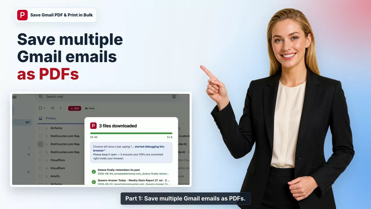 Gmail to PDF converter running inside Gmail